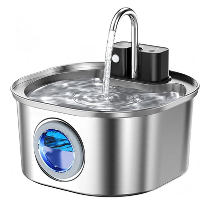 Wireless Cat Water Fountain, Stainless Steel 3.2L, Motion Sensor, Ultra Silent, 4200mAh Battery, Multi-Layer Filtration