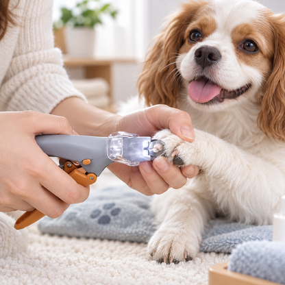LED Nail Clippers for Dogs and Cats | Clear Blade Guard, One-Hand Grip