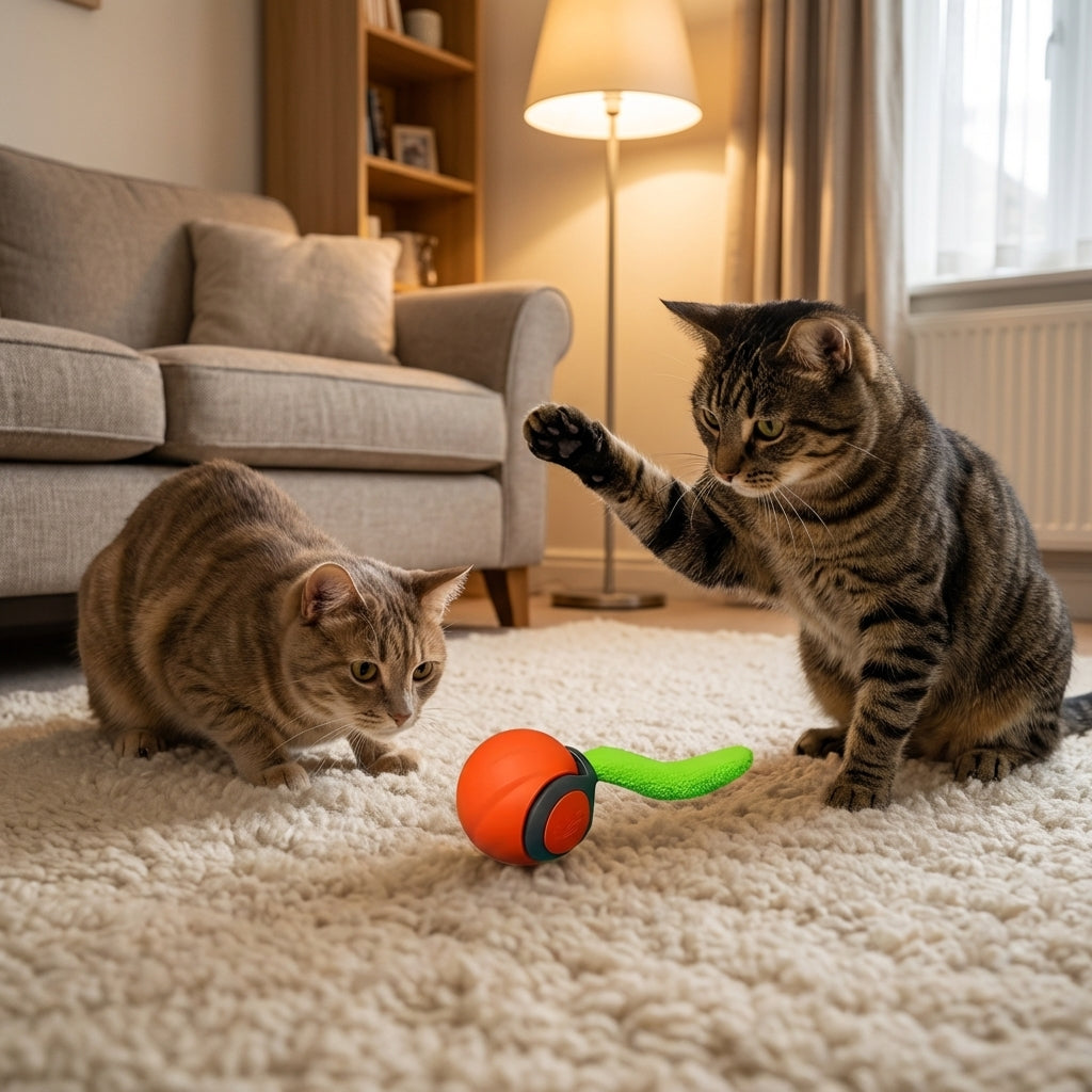 Self-Moving Cat Toy Ball | Motion Sensor & Paw-Activated | USB-C Rechargeable