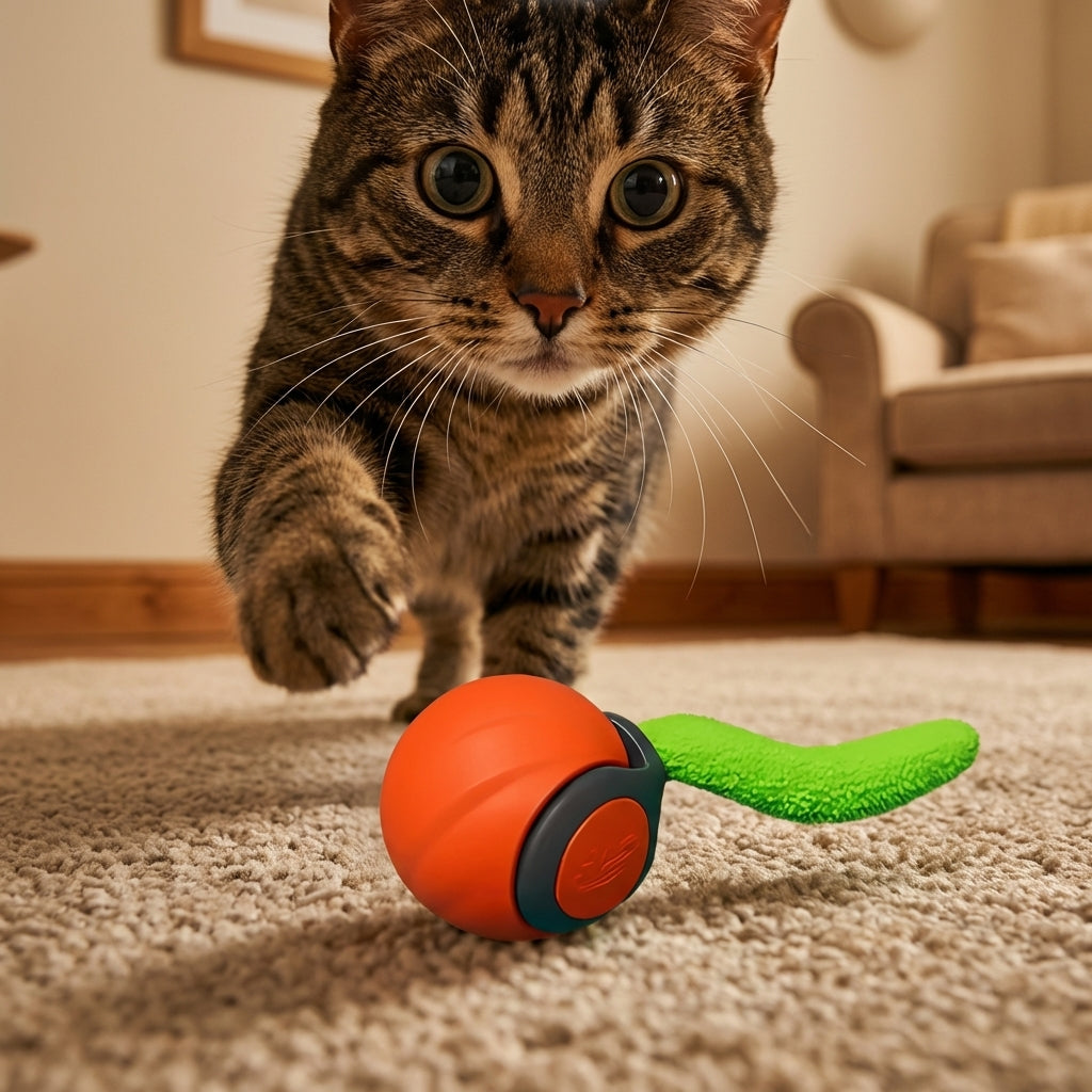 Self-Moving Cat Toy Ball | Motion Sensor & Paw-Activated | USB-C Rechargeable