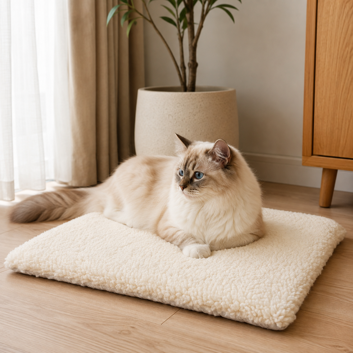 Self-Warming Cat Pad | Fluffy Plush, No Electricity, 5 Sizes