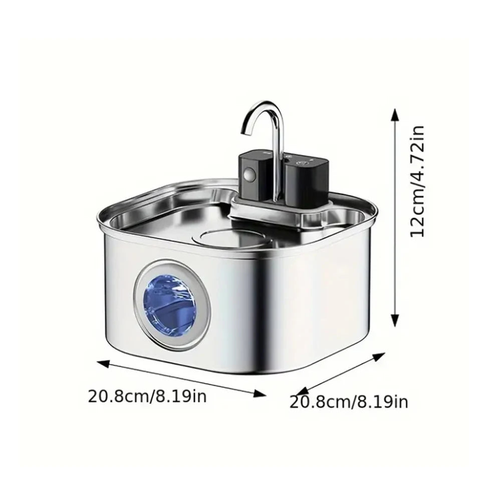 Wireless Cat Water Fountain, Stainless Steel 3.2L, Motion Sensor, Ultra Silent, 4200mAh Battery, Multi-Layer Filtration