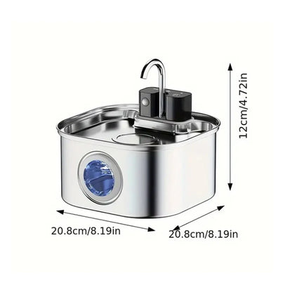 Wireless Cat Water Fountain, Stainless Steel 3.2L, Motion Sensor, Ultra Silent, 4200mAh Battery, Multi-Layer Filtration