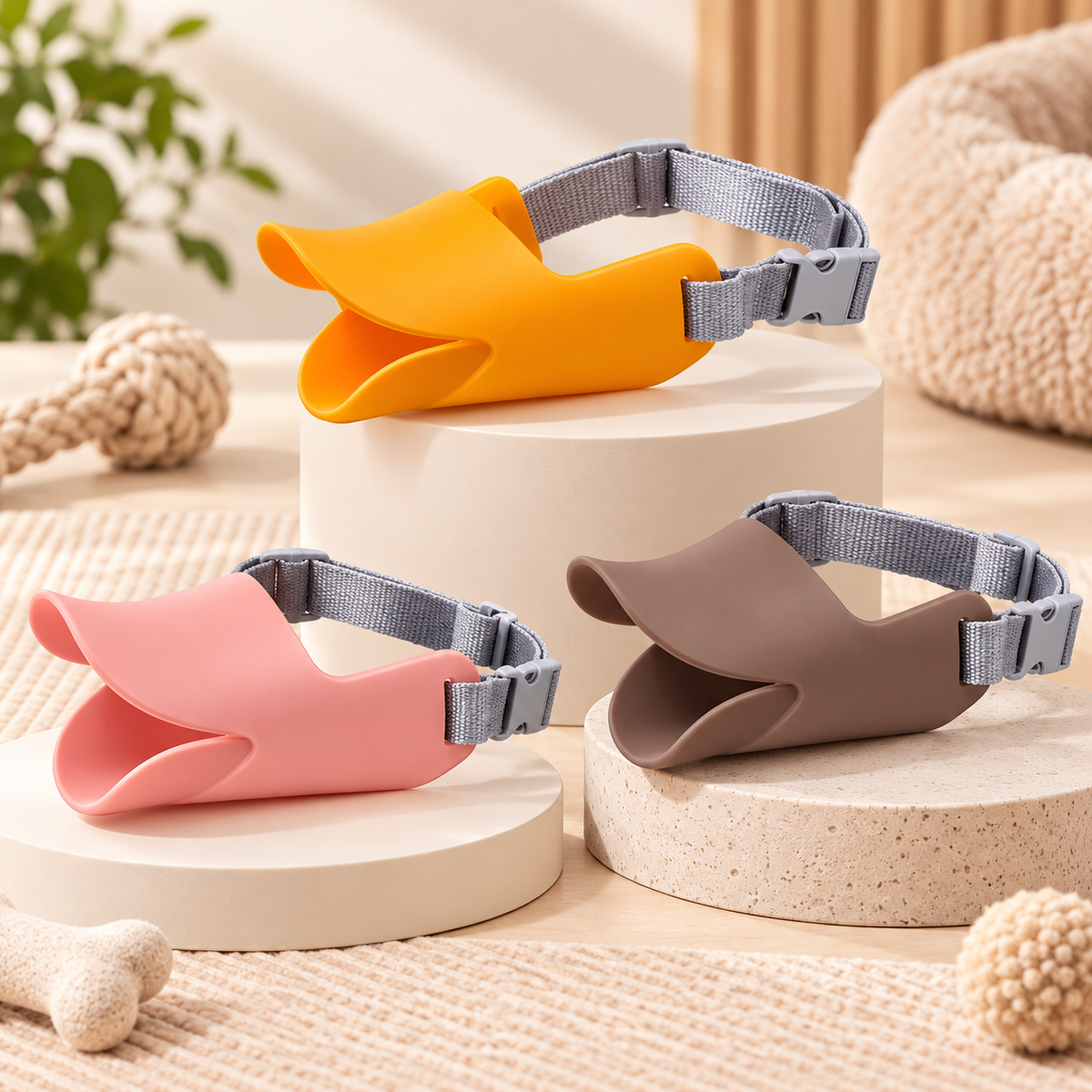 Duckbill Dog Muzzle | Soft Silicone, Adjustable Strap, 5 Colors