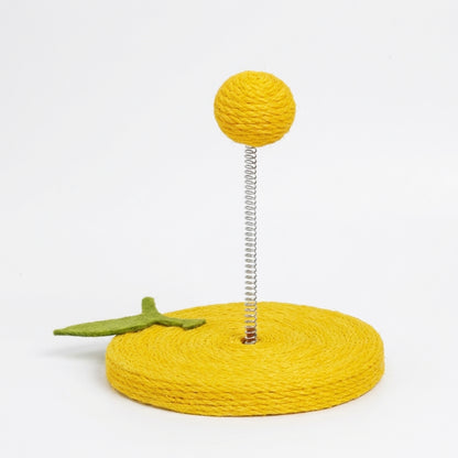 Sisal Spring Cat Toy with Scratching Base | Fruit Designs | 17.5 x 20 cm