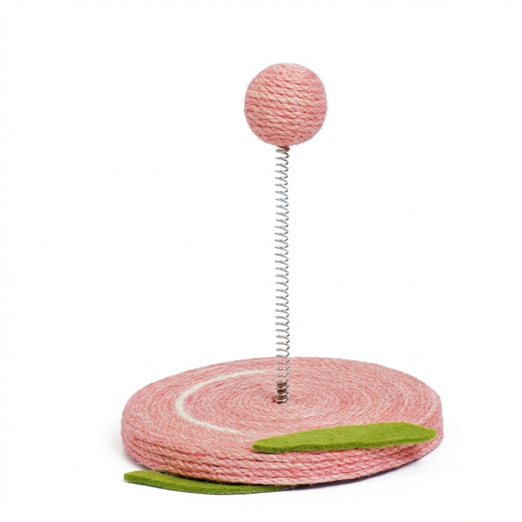 Sisal Spring Cat Toy with Scratching Base | Fruit Designs | 17.5 x 20 cm