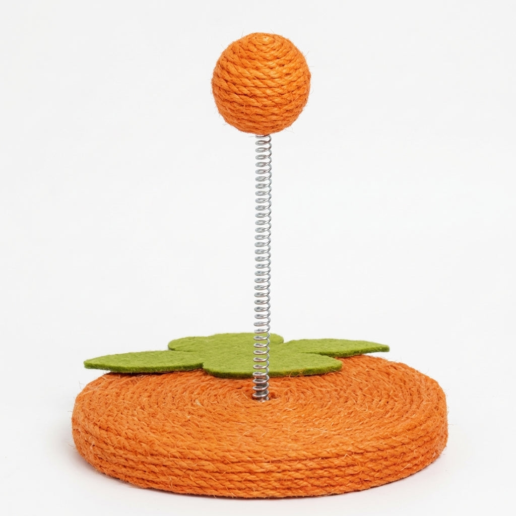 Sisal Spring Cat Toy with Scratching Base | Fruit Designs | 17.5 x 20 cm