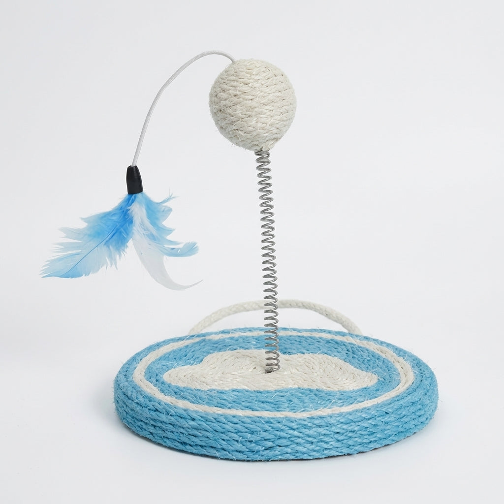 Sisal Spring Cat Toy with Scratching Base | Fruit Designs | 17.5 x 20 cm