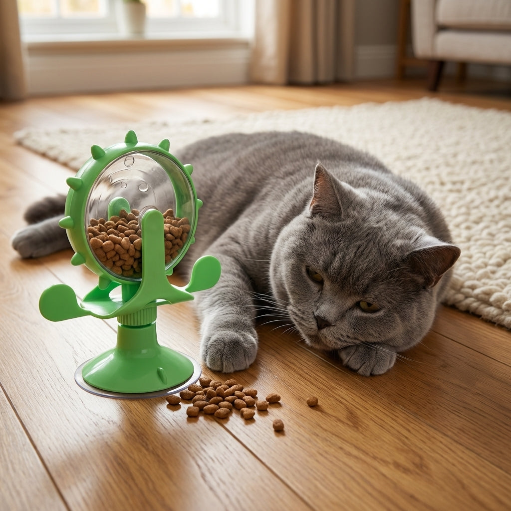 Spinning Treat Dispenser for Dogs & Cats | Suction Base | ABS & TPR