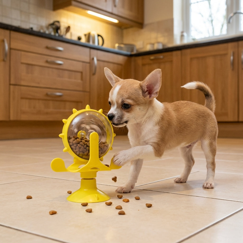 Spinning Treat Dispenser for Dogs & Cats | Suction Base | ABS & TPR
