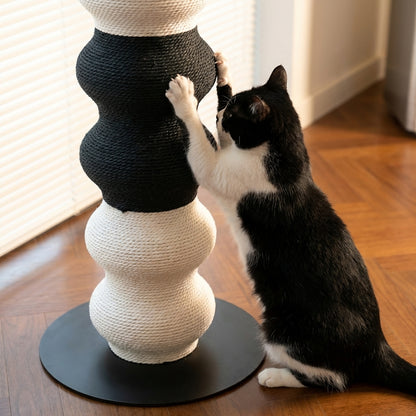 Tall Modular Cat Scratching Post | Paper Vine & Steel Base | Height-Adjustable