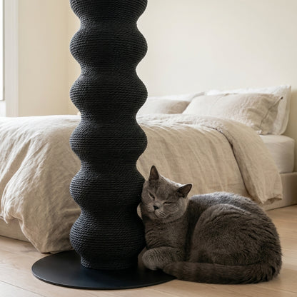 Tall Modular Cat Scratching Post | Paper Vine & Steel Base | Height-Adjustable