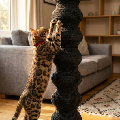 Tall Modular Cat Scratching Post | Paper Vine & Steel Base | Height-Adjustable