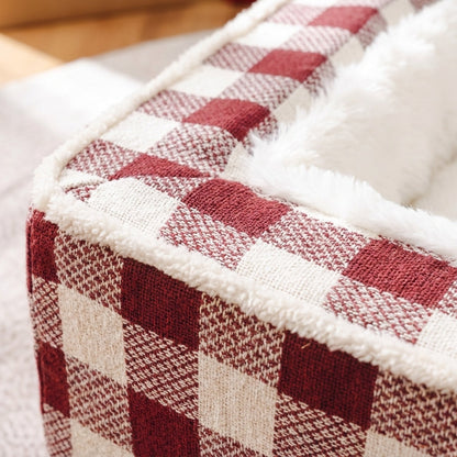 Tartan Check Dog Bed | Foam Core & Plush Interior | Machine-Washable Cover