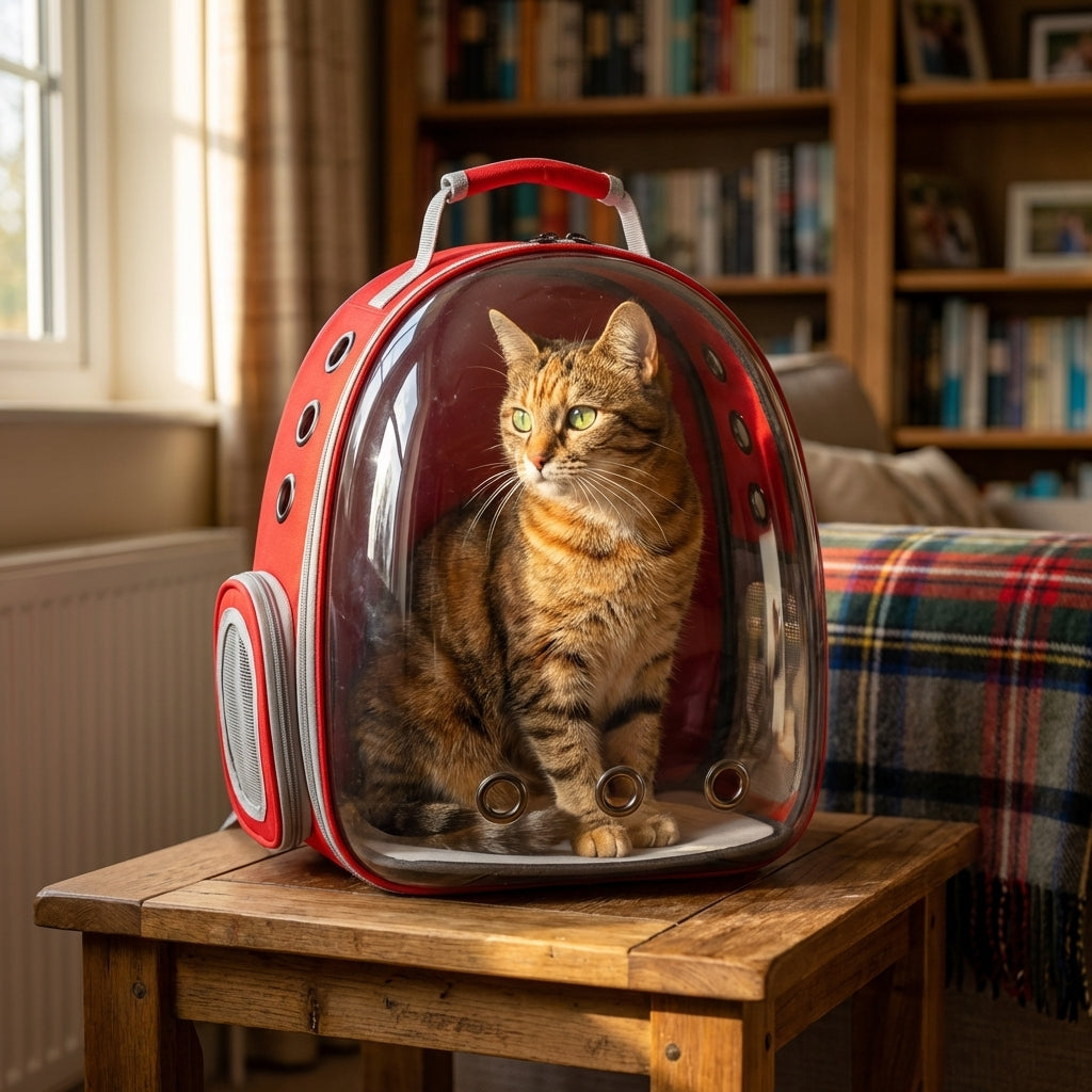 Transparent Bubble Cat Backpack Carrier | PVC & Oxford | 30x23x42cm