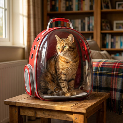 Transparent Bubble Cat Backpack Carrier | PVC & Oxford | 30x23x42cm