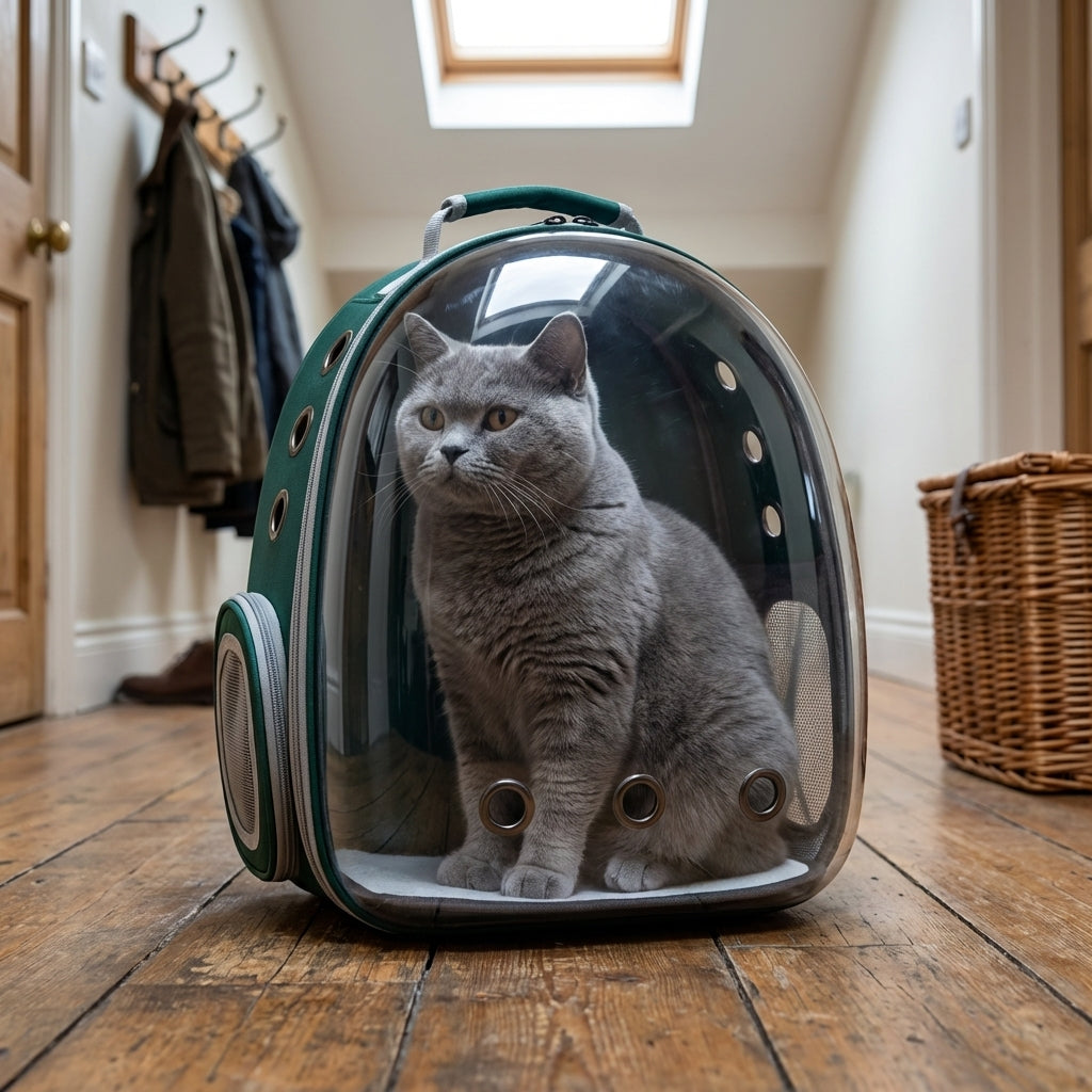 Transparent Bubble Cat Backpack Carrier | PVC & Oxford | 30x23x42cm