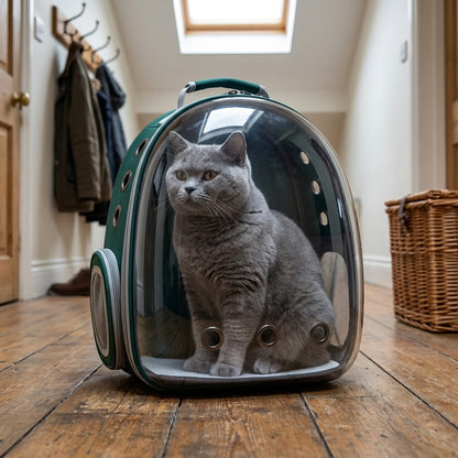 Transparent Bubble Cat Backpack Carrier | PVC & Oxford | 30x23x42cm