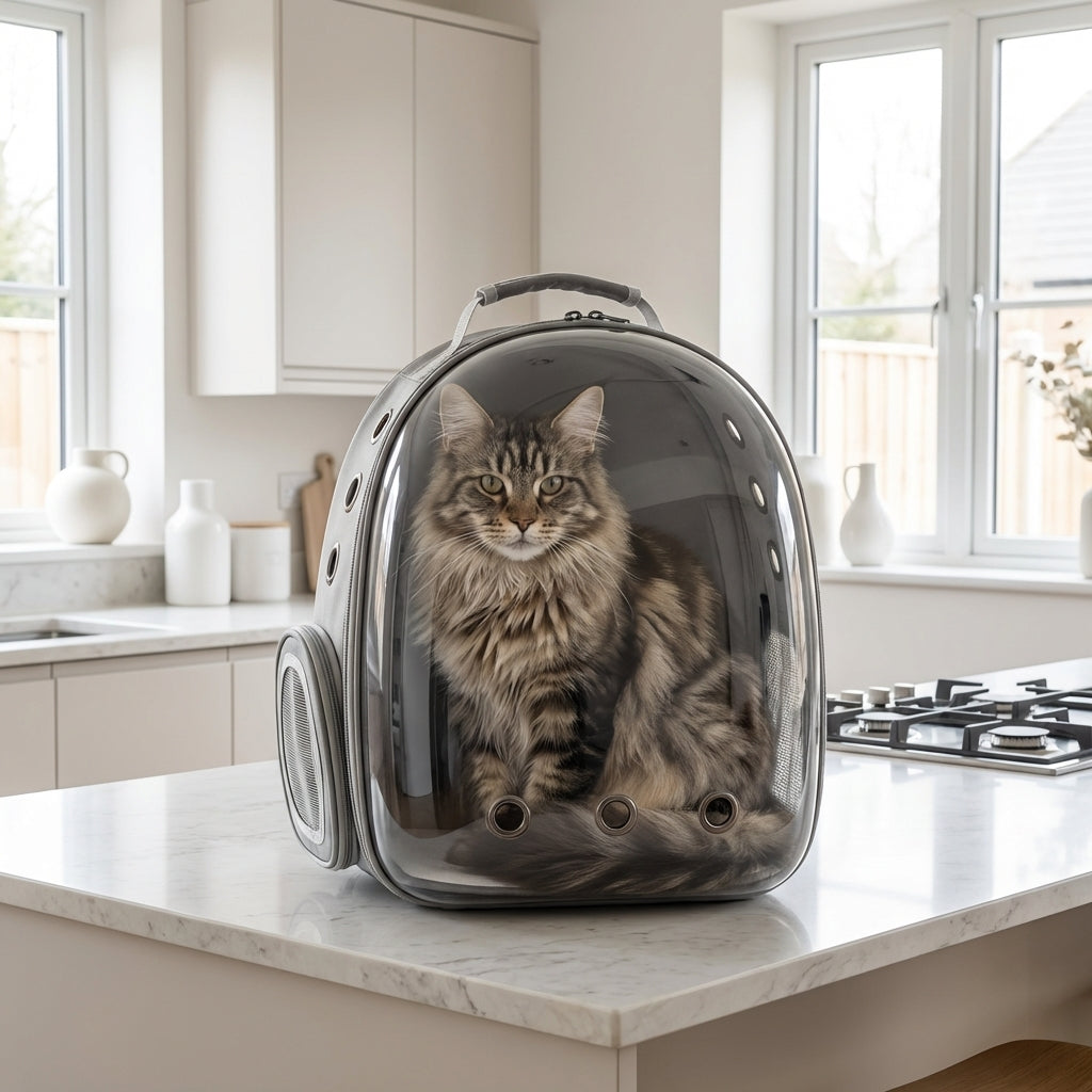 Transparent Bubble Cat Backpack Carrier | PVC & Oxford | 30x23x42cm