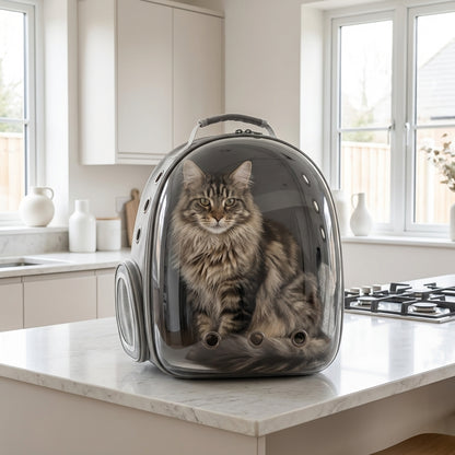 Transparent Bubble Cat Backpack Carrier | PVC & Oxford | 30x23x42cm