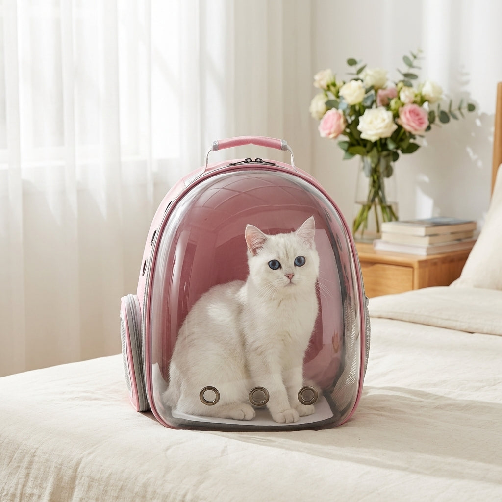 Transparent Bubble Cat Backpack Carrier | PVC & Oxford | 30x23x42cm
