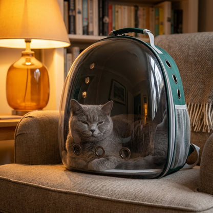 Transparent Bubble Cat Backpack Carrier | PVC & Oxford | 30x23x42cm