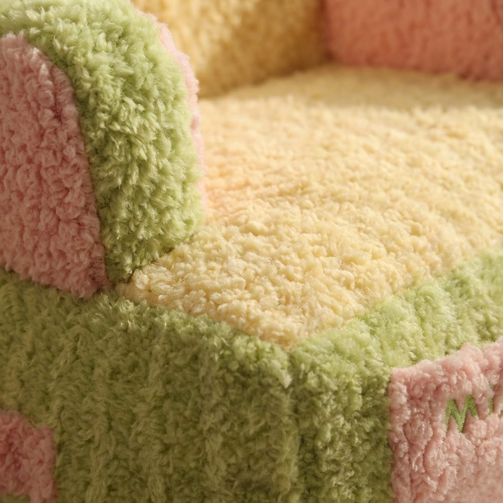 Two-Tone Fabric & Cotton Cat Sofa Bed | Removable Cover | 53x45x37cm