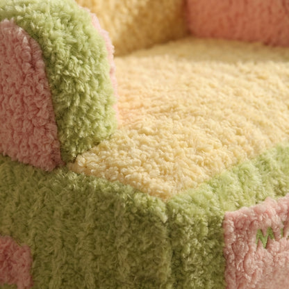 Two-Tone Fabric & Cotton Cat Sofa Bed | Removable Cover | 53x45x37cm