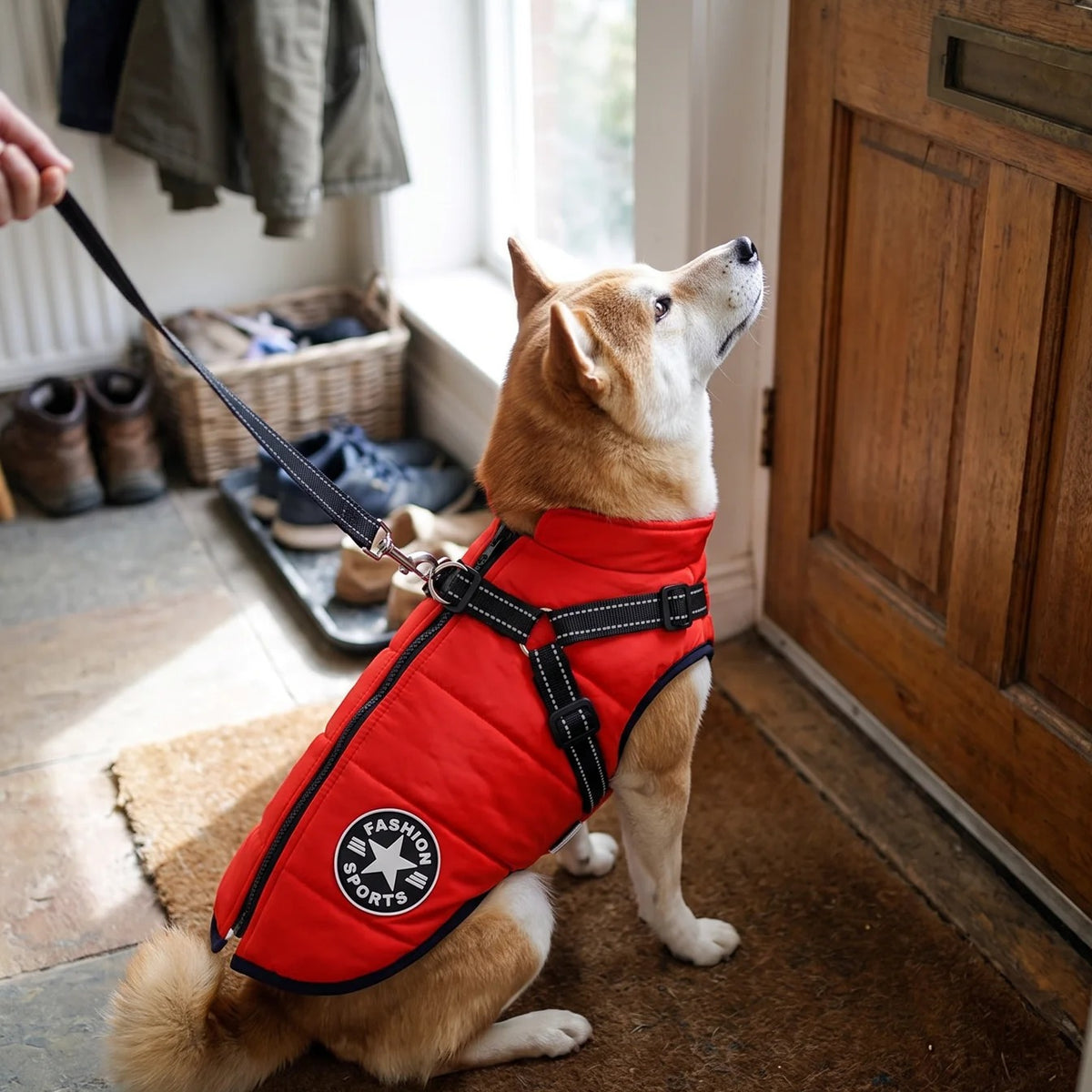 Padded Dog Coat with Built-In Harness | Reflective Trim, S to 5XL