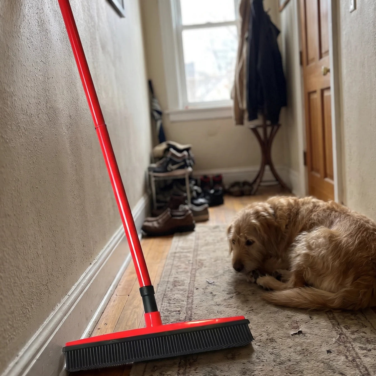 Pet Hair Removal Broom | Silicone Bristles for Carpet and Floors
