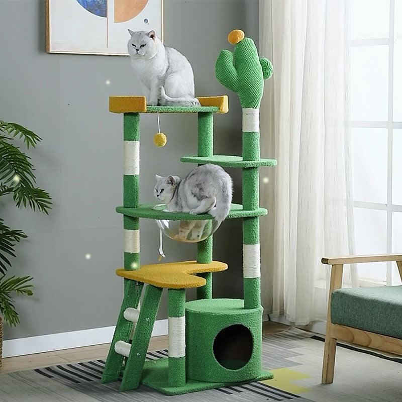 Cactus Cat Tree | Rope Scratching Posts, Cat Condo, 35 to 71 in