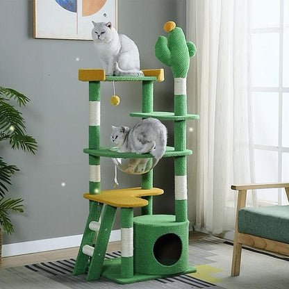 Cactus Cat Tree | Rope Scratching Posts, Cat Condo, 35 to 71 in
