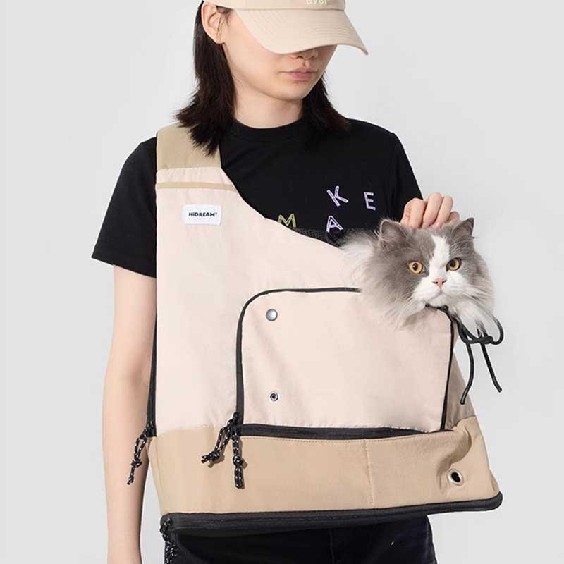 Cat Sling Carrier, Front Crossbody Bag | Mesh Top, Adjustable Strap, up to 17.6 lb