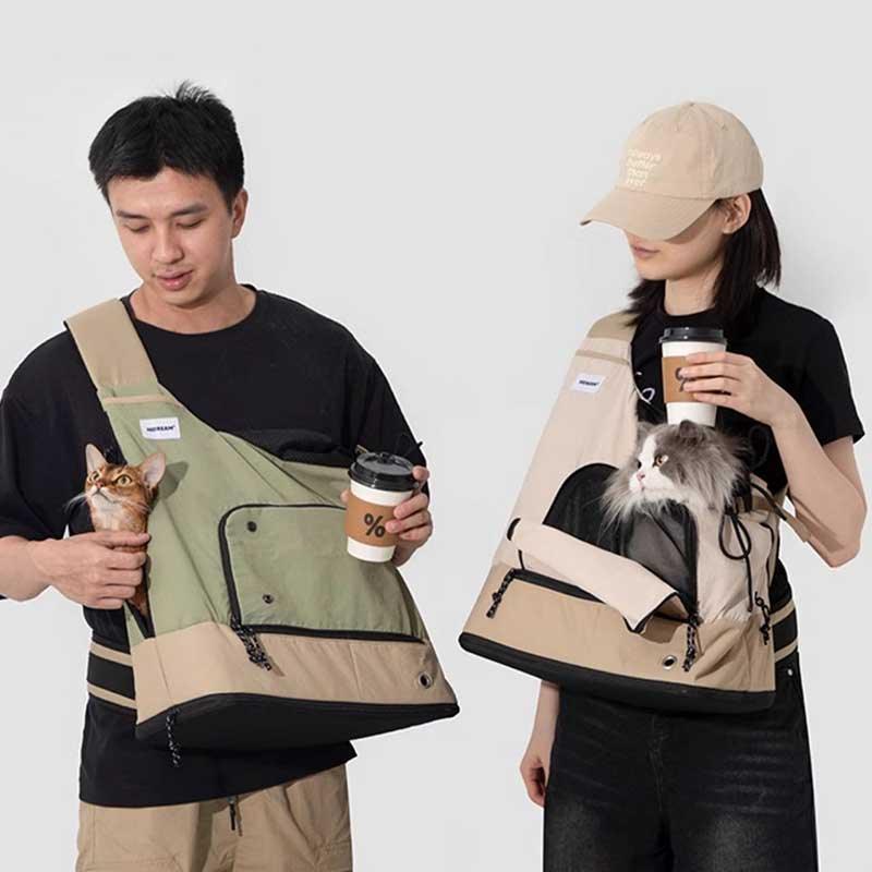 Cat Sling Carrier, Front Crossbody Bag | Mesh Top, Adjustable Strap, up to 17.6 lb