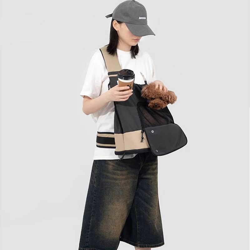 Cat Sling Carrier, Front Crossbody Bag | Mesh Top, Adjustable Strap, up to 17.6 lb