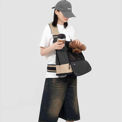 Cat Sling Carrier, Front Crossbody Bag | Mesh Top, Adjustable Strap, up to 17.6 lb