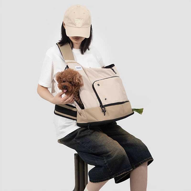 Cat Sling Carrier, Front Crossbody Bag | Mesh Top, Adjustable Strap, up to 17.6 lb