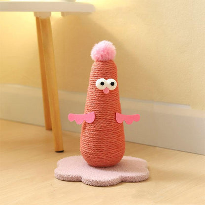 Chicken Cat Scratching Post | Rope-Wrapped, Flower Base, S or L