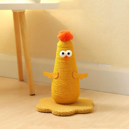 Chicken Cat Scratching Post | Rope-Wrapped, Flower Base, S or L