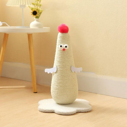 Chicken Cat Scratching Post | Rope-Wrapped, Flower Base, S or L