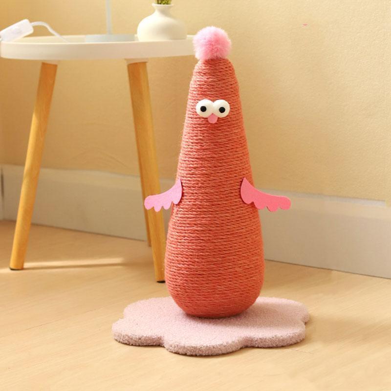Chicken Cat Scratching Post | Rope-Wrapped, Flower Base, S or L