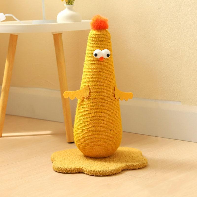 Chicken Cat Scratching Post | Rope-Wrapped, Flower Base, S or L