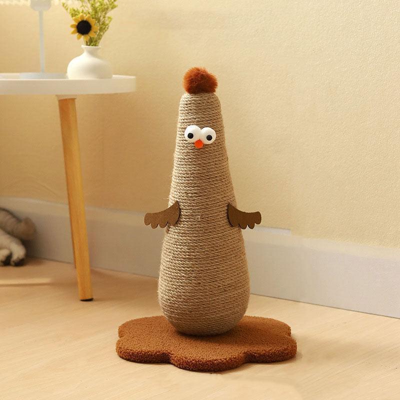 Chicken Cat Scratching Post | Rope-Wrapped, Flower Base, S or L