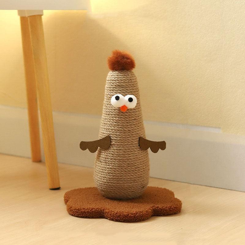 Chicken Cat Scratching Post | Rope-Wrapped, Flower Base, S or L