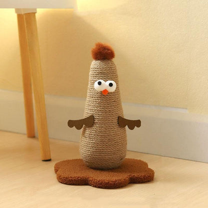 Chicken Cat Scratching Post | Rope-Wrapped, Flower Base, S or L