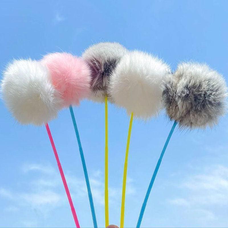 Fluffy Cat Teaser Wands | Pompom, Fur Strip and Feather, Set of 3 or 5