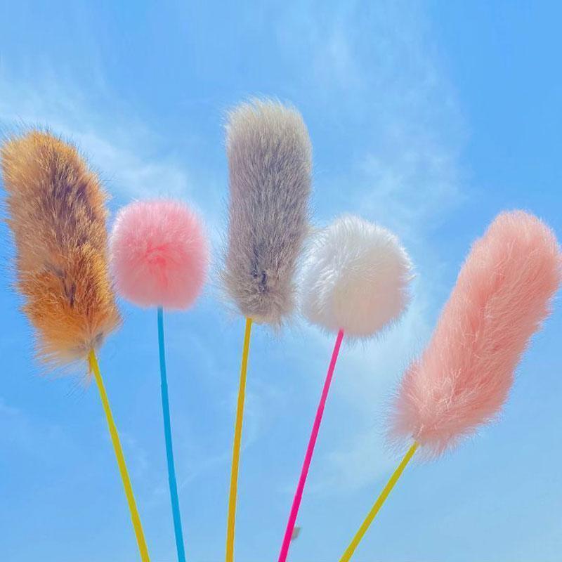 Fluffy Cat Teaser Wands | Pompom, Fur Strip and Feather, Set of 3 or 5