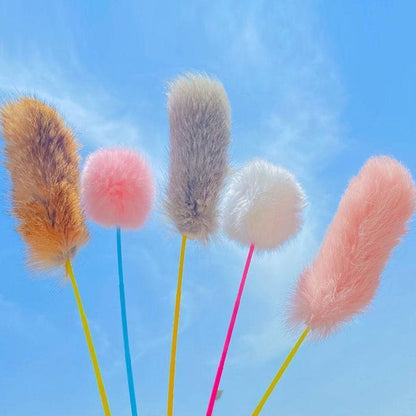 Fluffy Cat Teaser Wands | Pompom, Fur Strip and Feather, Set of 3 or 5