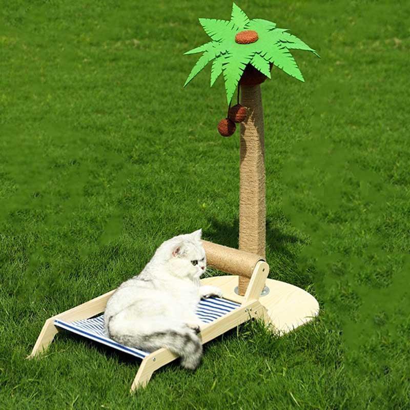 Cat Lounger Bed, Beach Chair Style | Optional Palm Tree Scratching Post