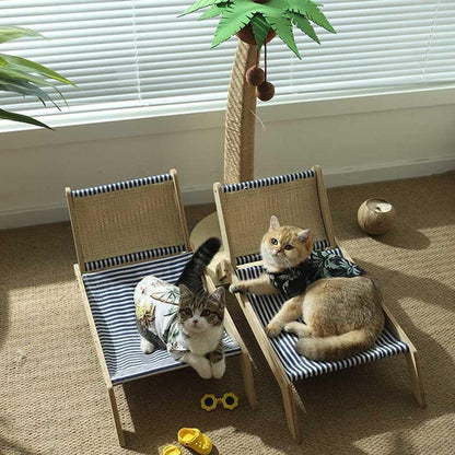 Cat Lounger Bed, Beach Chair Style | Optional Palm Tree Scratching Post